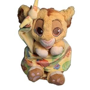 Disney Parks Babies Simba Plush The Lion King Stuffed Animal Swaddle Blanket 10"